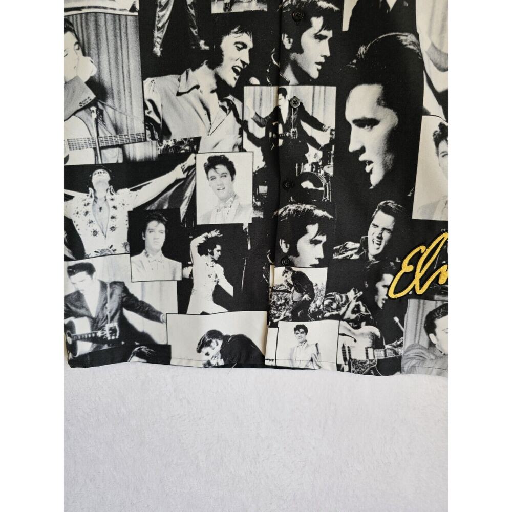 ELVIS PRESLEY Button Up Shirt Men's Size XL , Black‎ and White, Embroidered - Picture 9 of 16